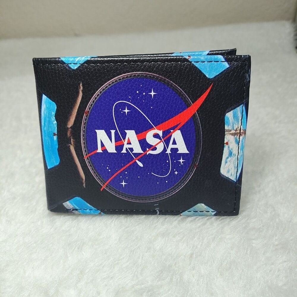 NASA bifold Wallet For Men, Faux Leather, ID Pocket, Card Holder